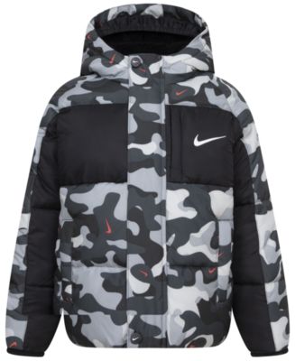 Nike Little Boys Mixed Media Puffer Jacket Smoke Grey Size 4