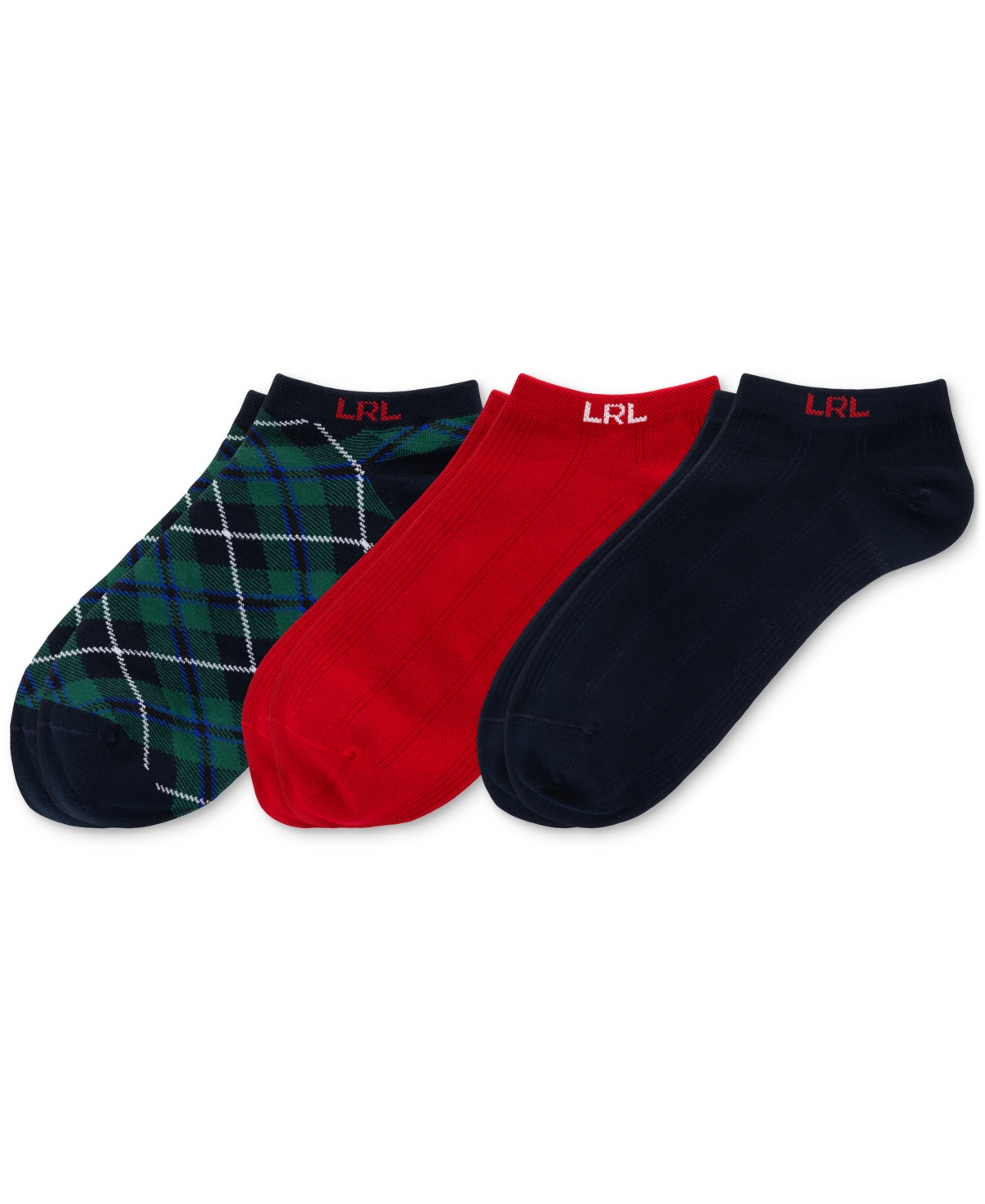 Women's 3-Pk. Blackwatch Tartan Low-Cut Socks - Asst