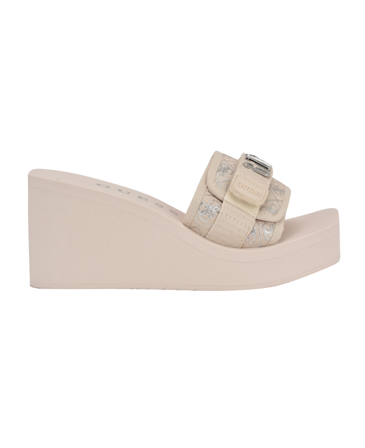 Guess Women's Dellean Quattro Eva Single Band Logo Wedge Sandals - Silver