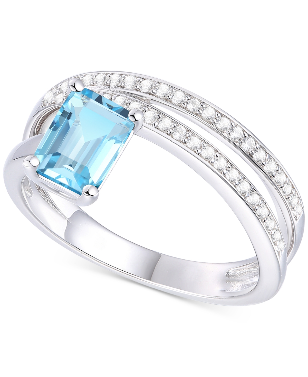 Macy's Amethyst (7/8 Ct. T.w.) & Lab Grown White Sapphire Accent Coil Ring In 14k Gold-plated Sterling Silv In Blue Topaz