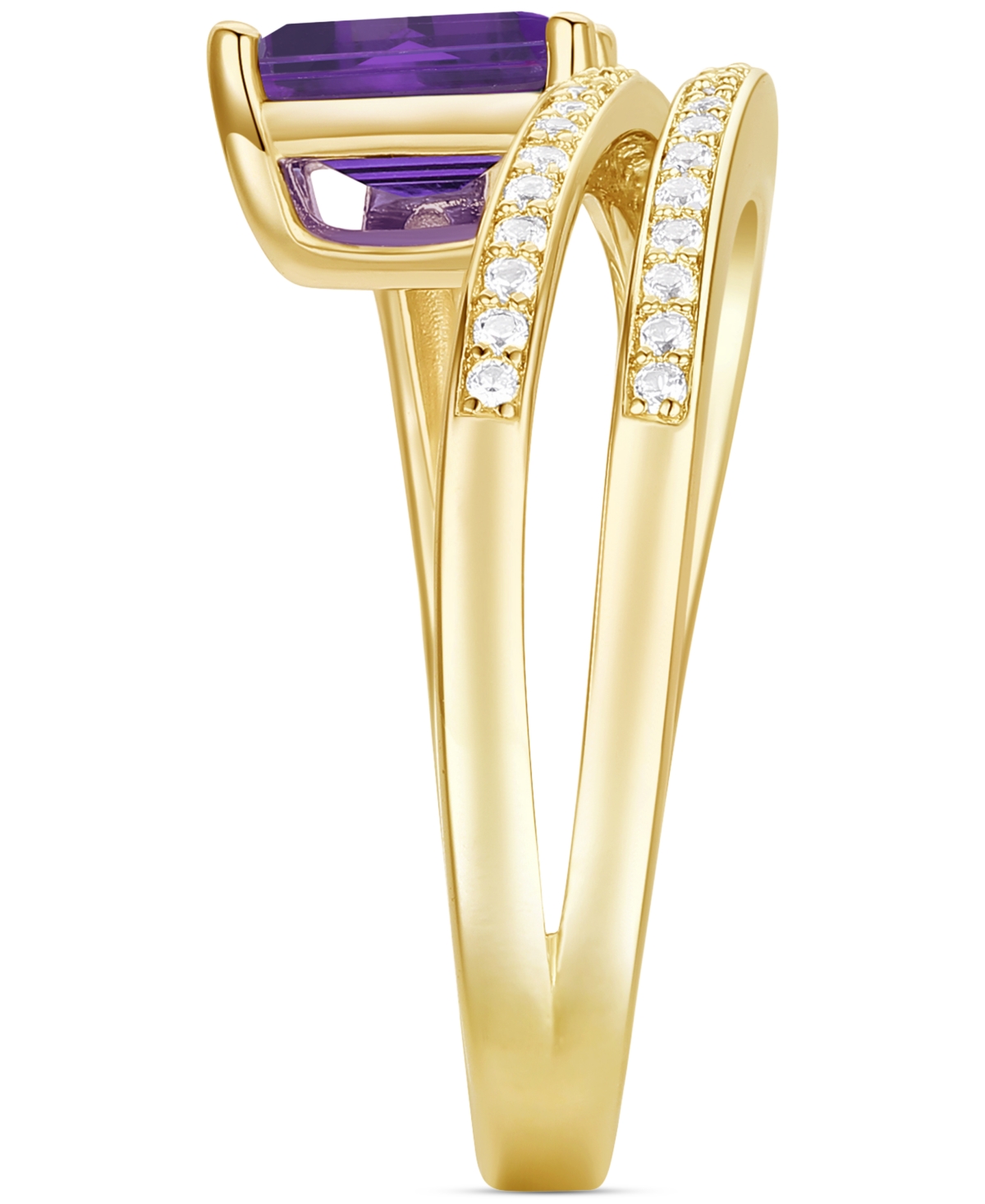 Macy's Amethyst (7/8 Ct. T.w.) & Lab Grown White Sapphire Accent Coil Ring In 14k Gold-plated Sterling Silv In Amethyst
