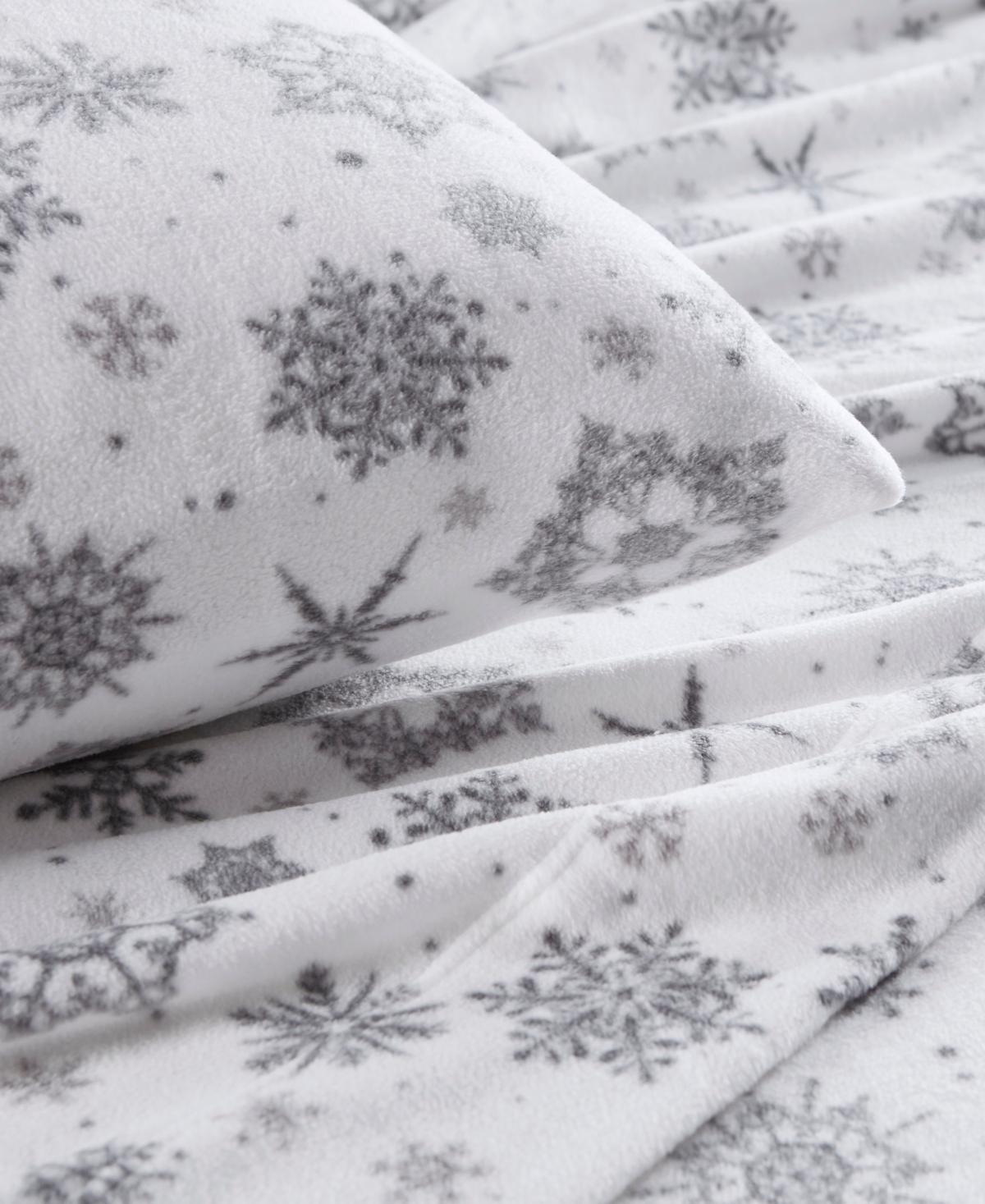 Sleep Philosophy Micro-fleece 4-pc. Sheet Set, Full In Grey Snowflake