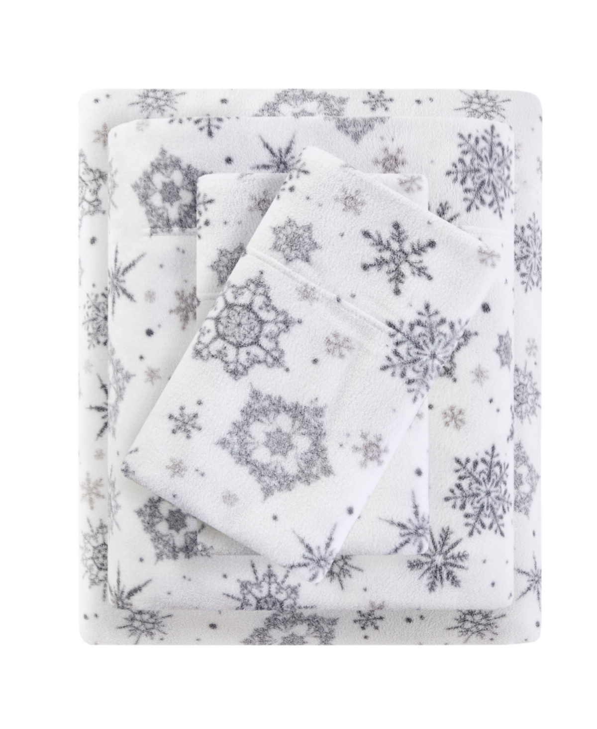 Sleep Philosophy Micro-fleece 4-pc. Sheet Set, Full In Grey Snowflake