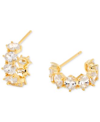 14k Cubic Zirconia Pendant Necklace & C-Hoop Earrings Set