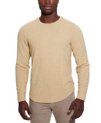GUESS - Men's Hudson Linear Textured Long Sleeve Crewneck Shirt
