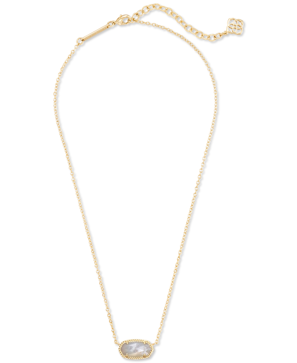Kendra Scott Elisa Mother Of Pearl Pendant Necklace & Polished Huggie Hoop Earrings, Set Of 2 In Gold Ivory