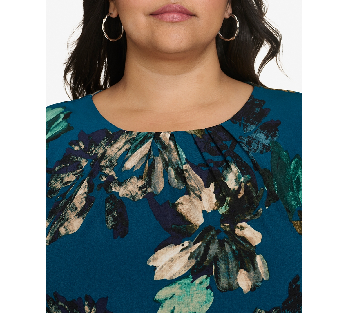 Calvin Klein Plus Size Printed Long-Sleeve Blouse
