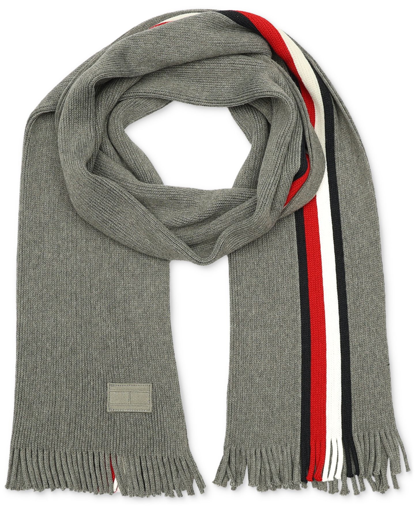 Мужской шарф Tommy Hilfiger Global Stripe Raschel, цвет: Средний серый — фото 1