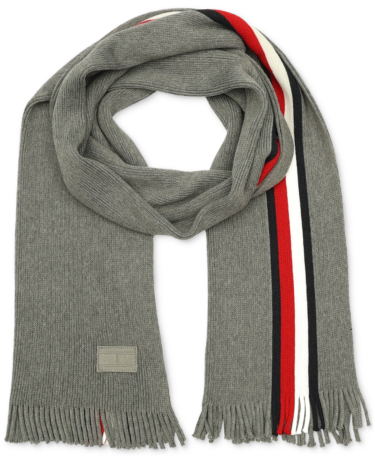 Tommy Hilfiger Men's Global Stripe Raschel Scarf In Medium Grey