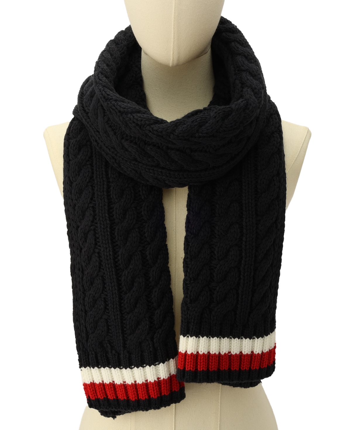 Tommy Hilfiger Men's Cable Knit Global Stripe Scarf In Desert Sky