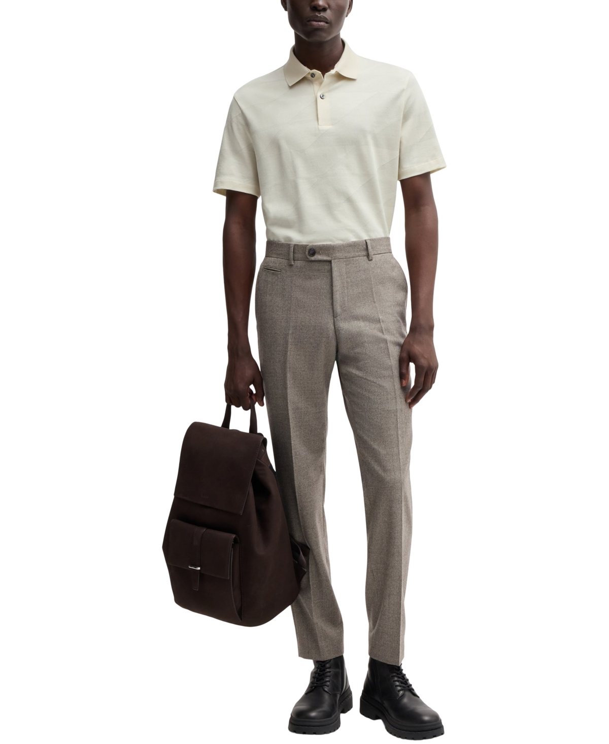 Shop Hugo Boss Boss By  Men's Jacquard Polo In Open White