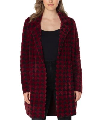 Liverpool Los Angeles - Women's Fuzzy Houndstooth Sweater Coat