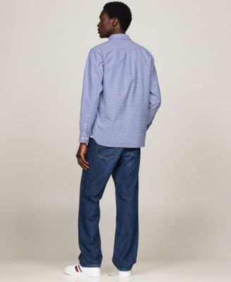 Men's Gingham Long Sleeve Button-Down Oxford Shirt