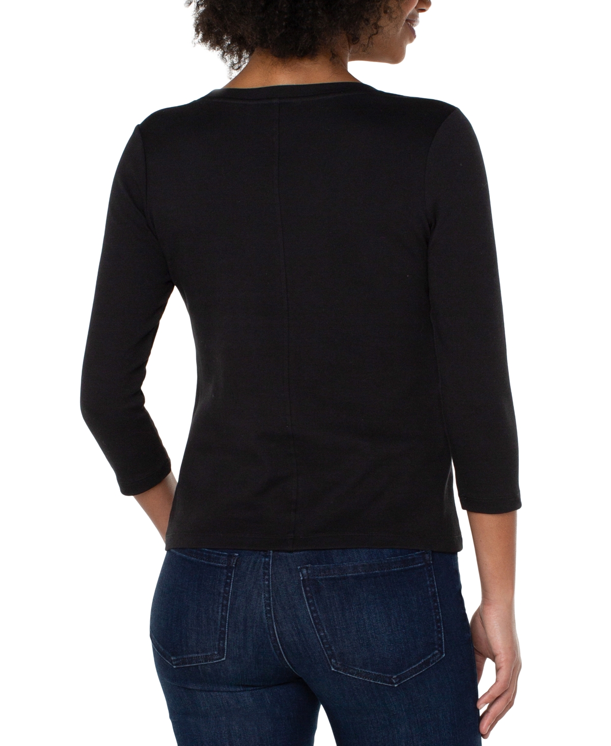 Liverpool Los Angeles Scoop Neck Cotton T-shirt In Black