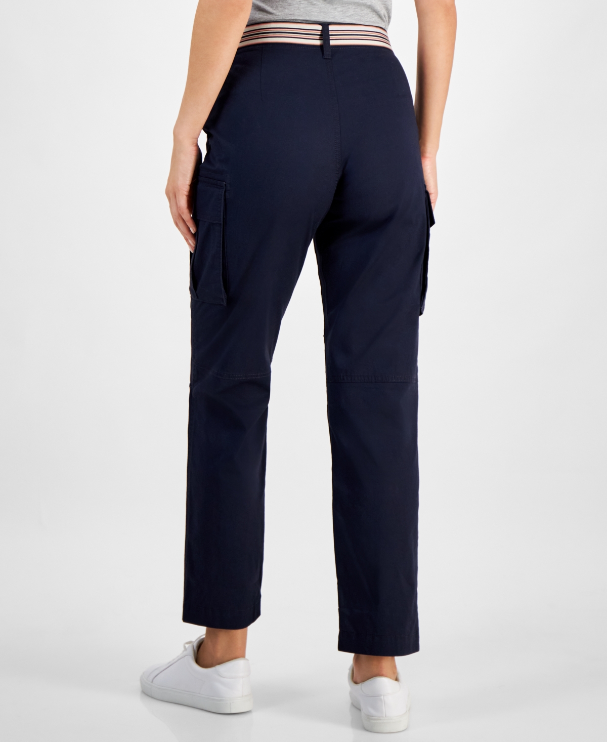 Nautica Jeans Women's High-rise Striped-belt Cargo Pants In Night Sky