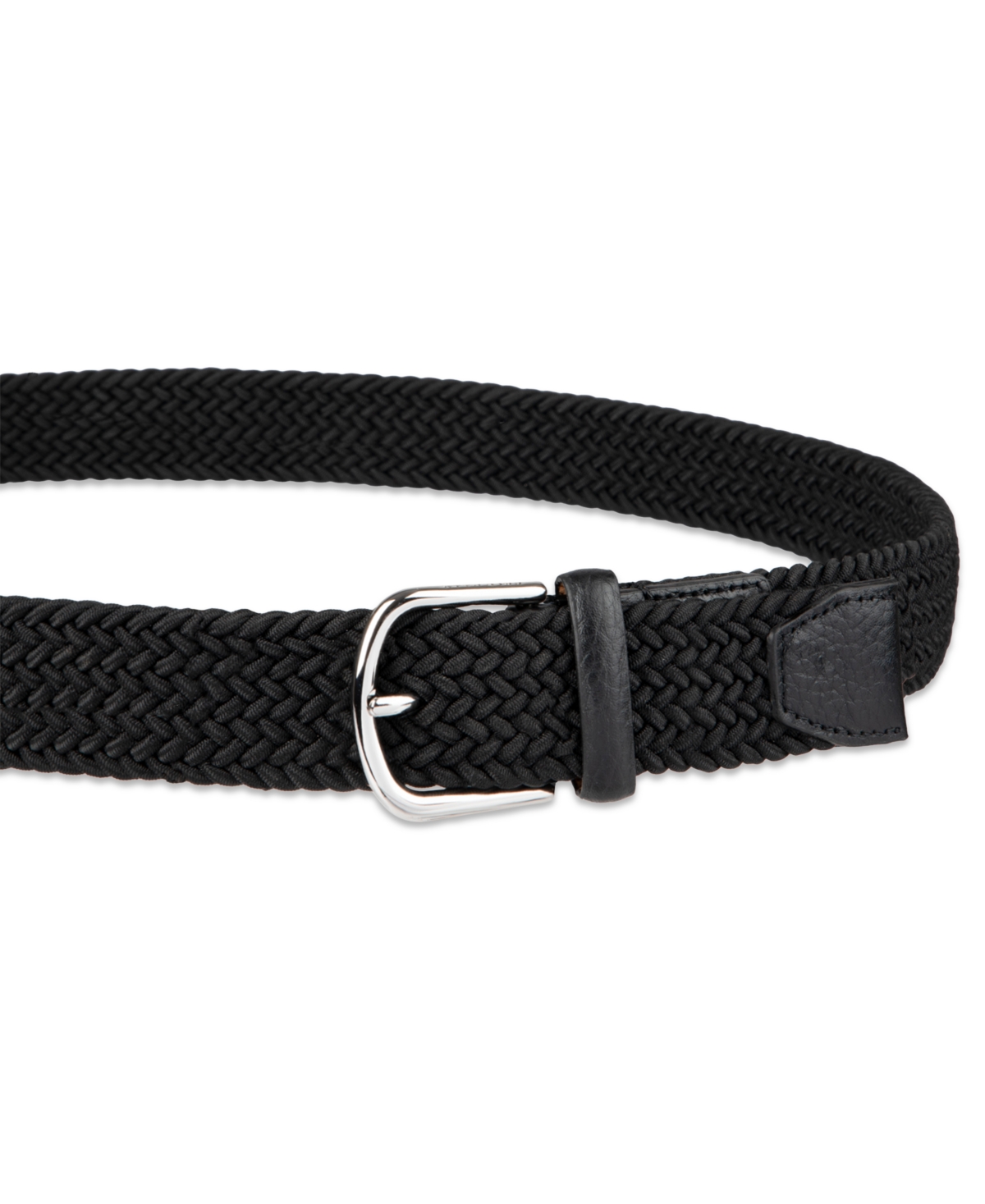 Cole Haan Men's Fully Adjustable Stretch Casual Corded Web Belt In Black