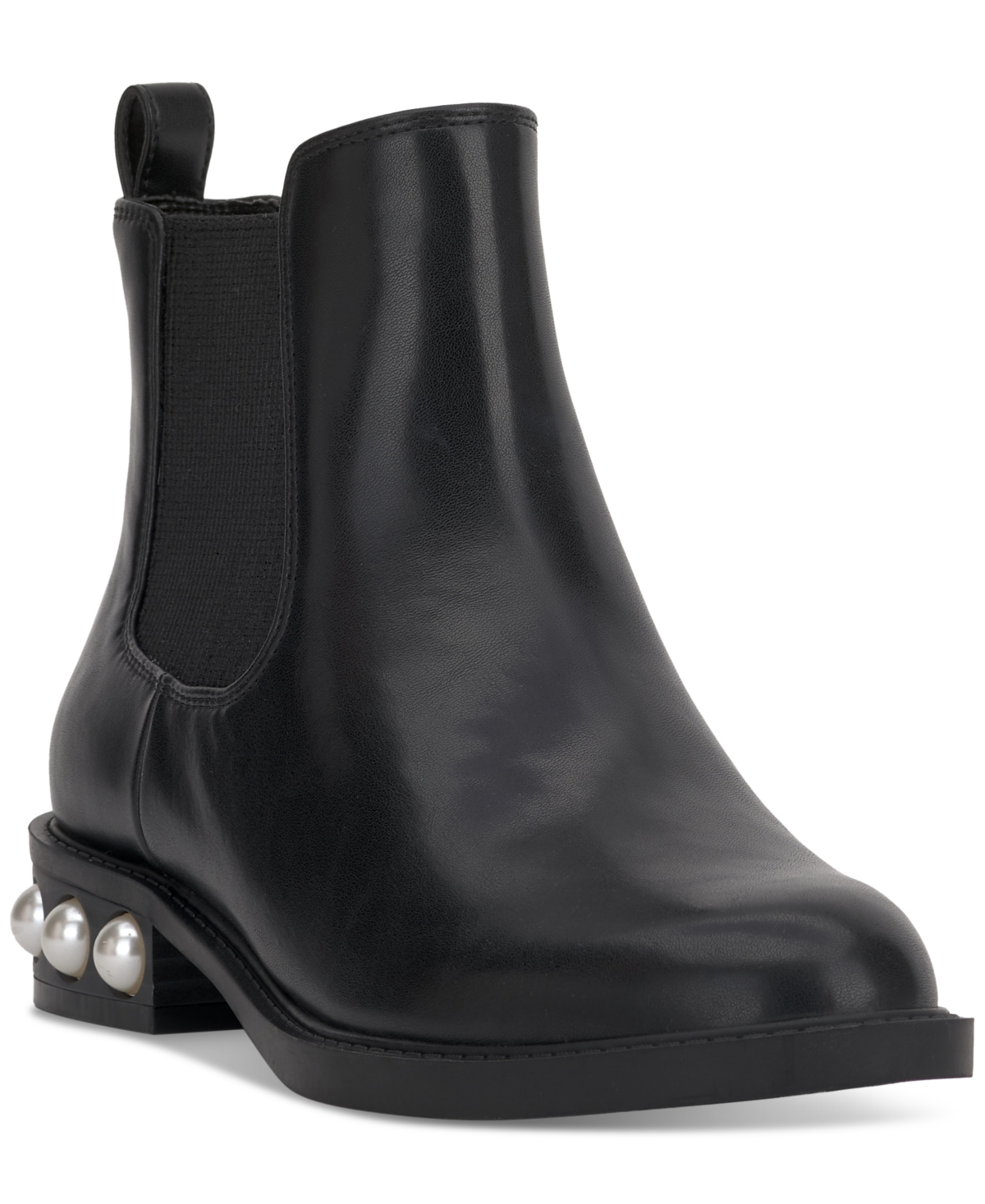 Macy's black leather booties hot sale