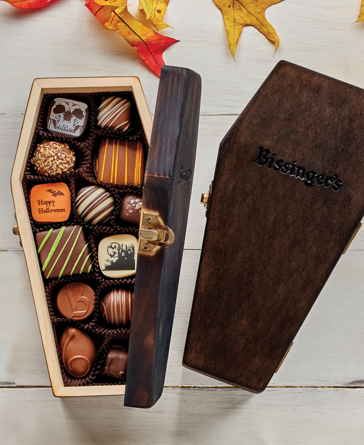 Bissinger's Handcrafted Chocolate Halloween Wooden Coffin Box Of Assorted Chocolates, 13 Piece In No Color