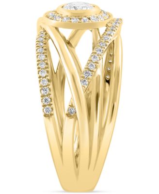 EFFY&reg; Diamond Halo Crossover Statement Ring (1/2 ct. t.w.) in 14k Gold