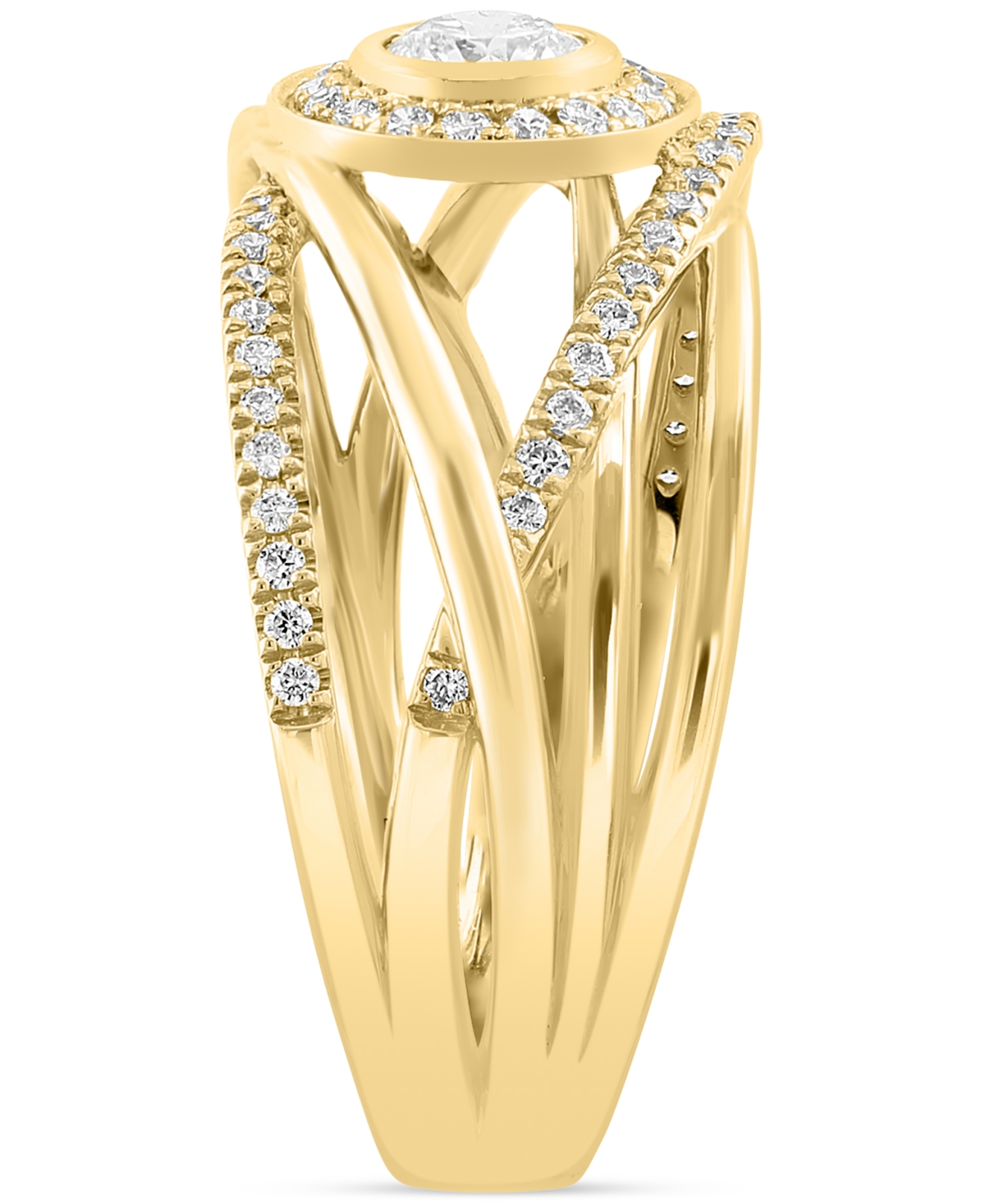 EFFY COLLECTION EFFY DIAMOND HALO CROSSOVER STATEMENT RING (1/2 CT. T.W.) IN 14K GOLD 