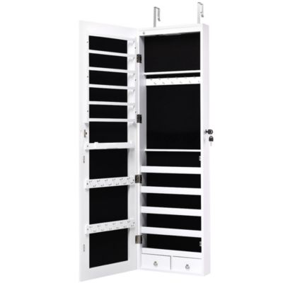 Mirrored Jewelry Cabinet Jewelry Organizer w/2 LED Lights