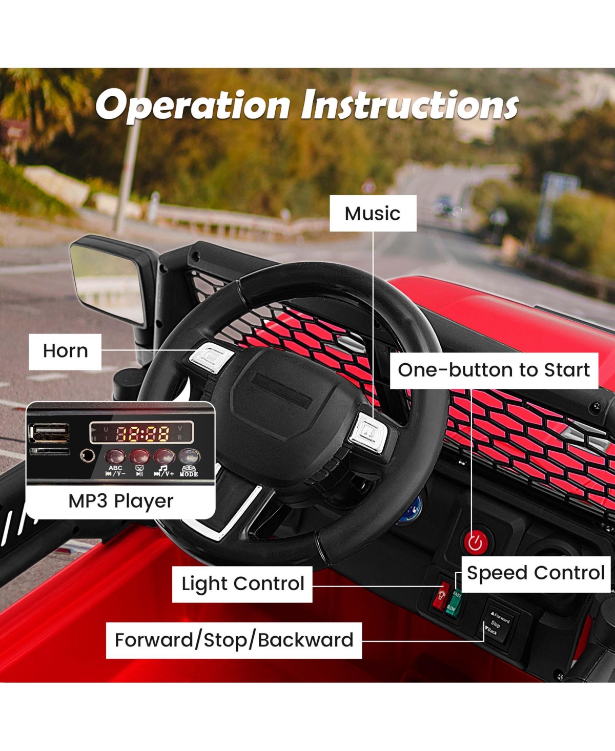 Costway 12V Kids Ride On Truck Car Electric Vehicle Remote with Music & Light