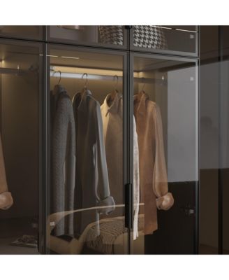 Glass Doors Wardrobe Armoires Aluminum Frame with LED Lights
