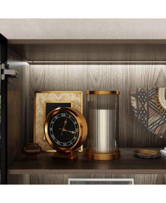 10-Shelf Bookshelf With Glass Doors, LED Lights, Drawers