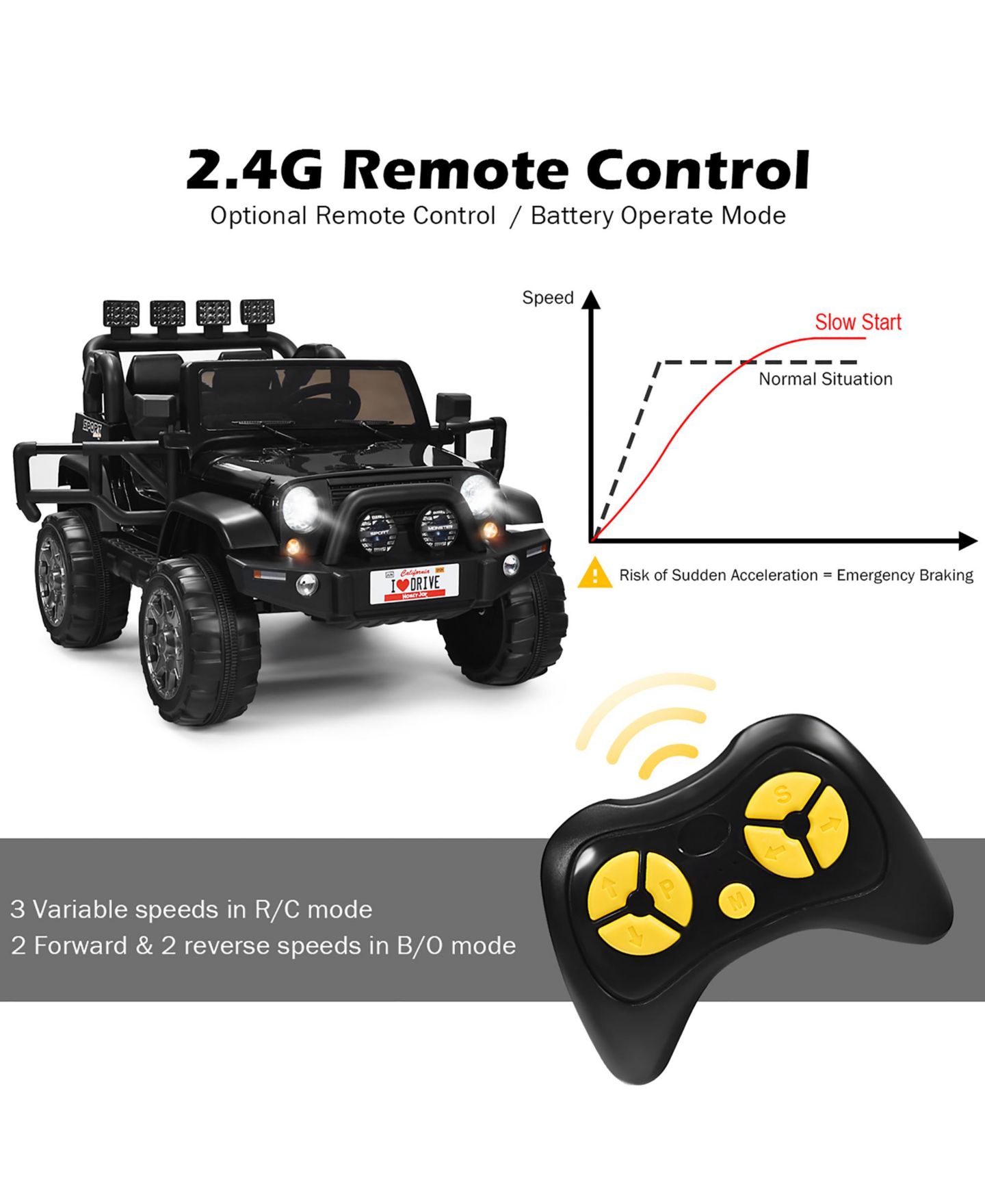 Детская игрушка Costway 12V 2-Seater Remote Control Ride-On Truck, 110 lb. Capacity, Ages 3+, цвет: Чёрный — фото 9