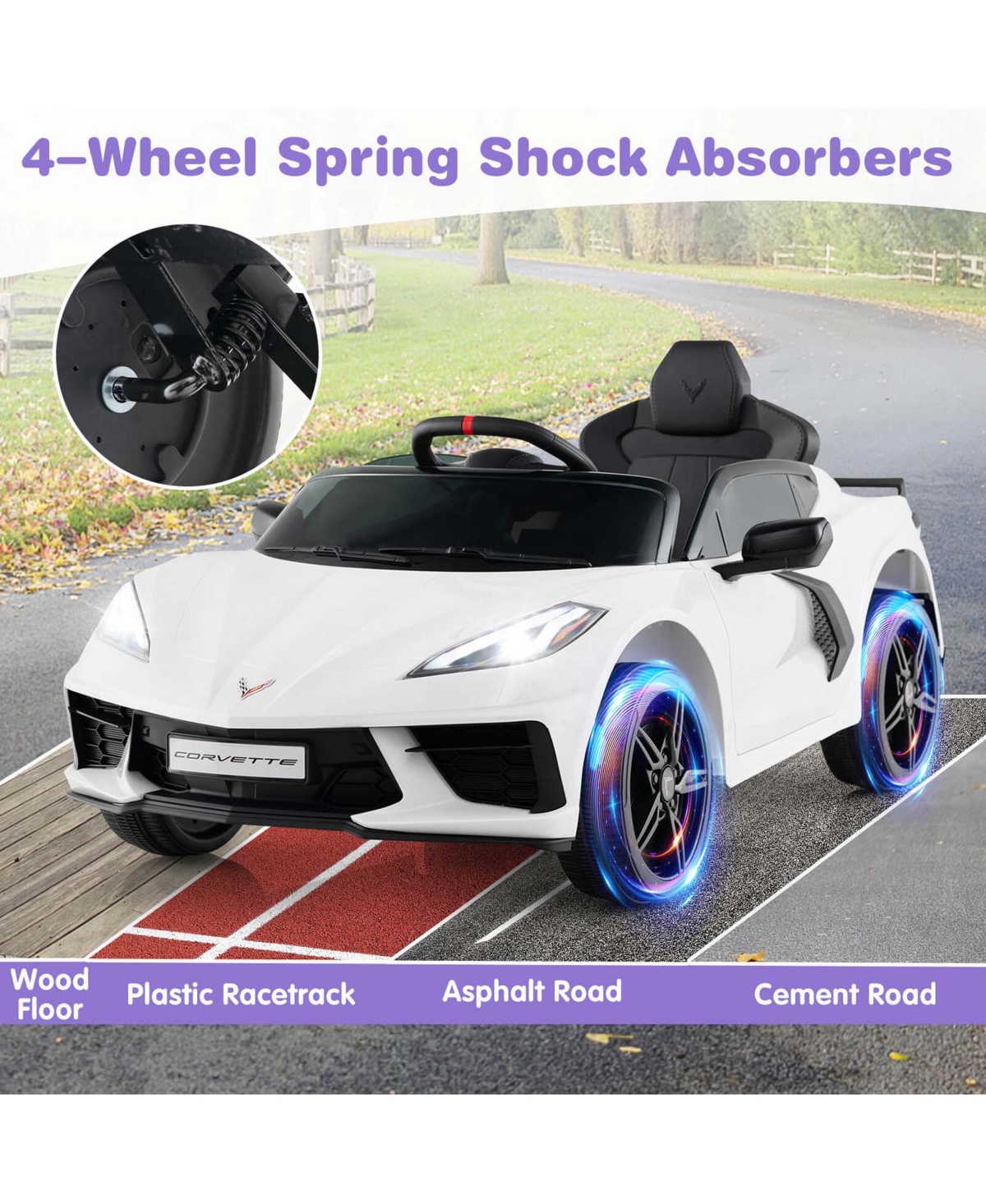 Costway 12V Electric Kids Ride On Car with Remote Control Wireless Connection Lights