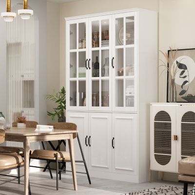 Bookcase Bookshelf with 10 Storage Shelves & 3 Glass Doors,Display Storage Cabinet