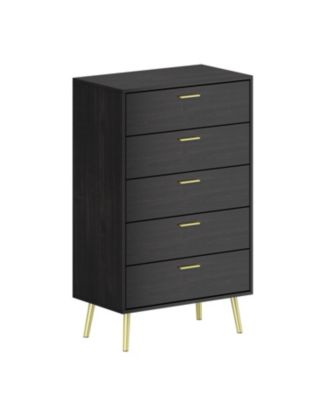 5-Drawer White Wood Chest of Drawer Accent Storage Cabinet Organizer