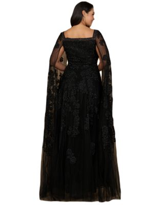 Women's Lace gown with long cape sleeves