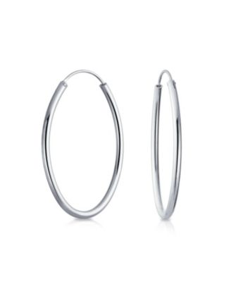 Thin Minimalist Hoop Huggie Earrings Sterling Silver Various Sizes