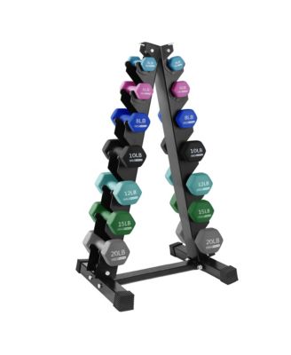 146 Pound Neoprene Dumbbell Full Body Weight Set with Storage Rack