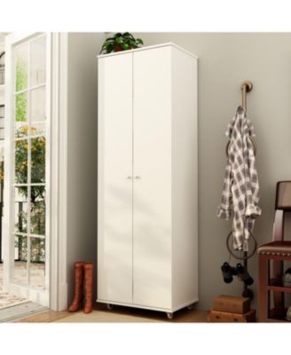 White Wood Bookcase with adjustable Shelves, 2 door