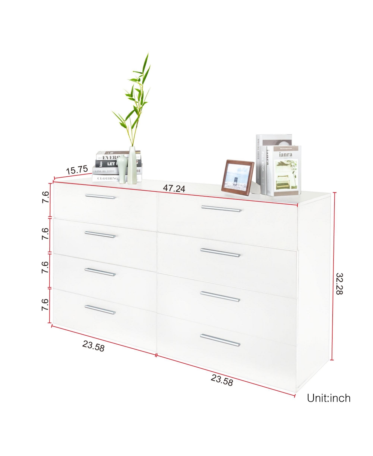 Slickblue 8-Drawer Double Dresser for Bedroom – Spacious and Stylish Storage Solution