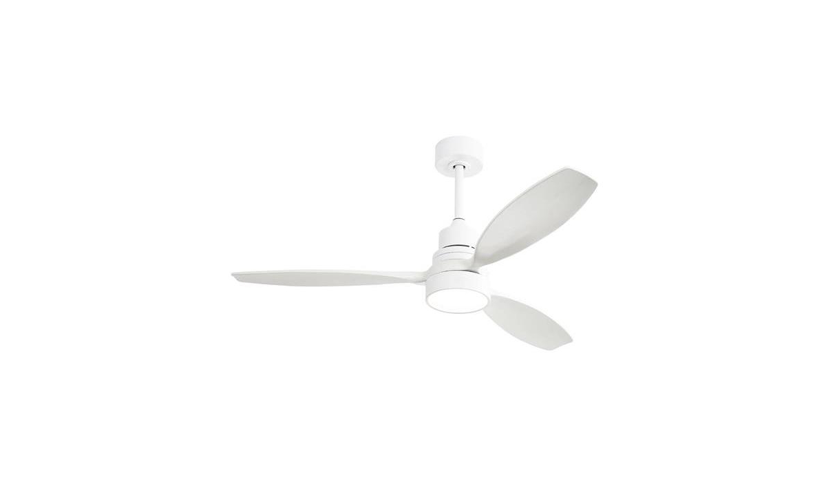 Slickblue 52-InchWooden Ceiling Fan with 3 Solid Wood Blades, Remote Control, Reversible Dc Motor & Led Light - White