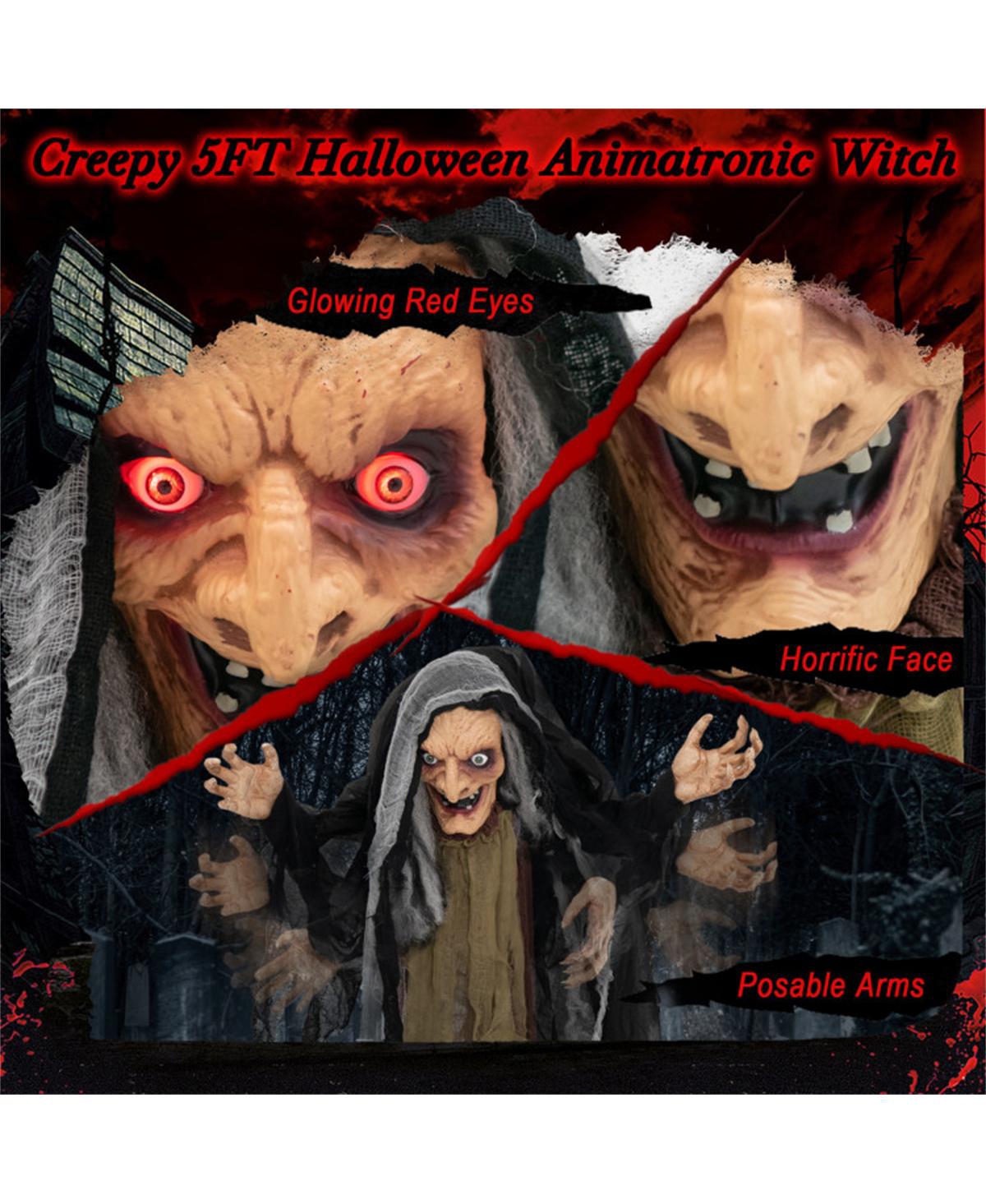 Yescom Animated Halloween Scary Witch 5FT Standing Crutch,Sound Activated Led Eyes,Party Decoration 2024