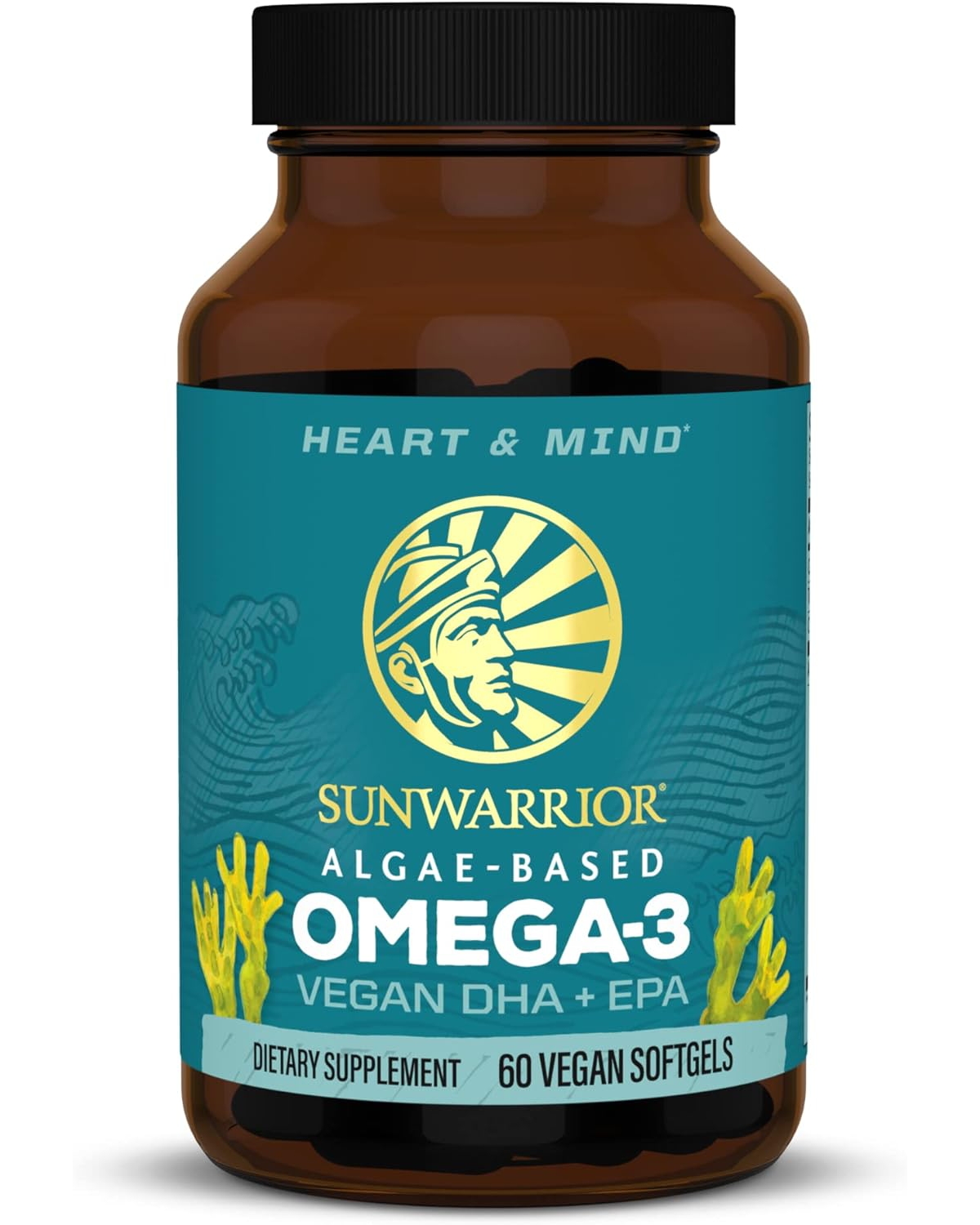 Omega 3 Capsules, Heart and Mind Support, Sunwarrior, 60ct