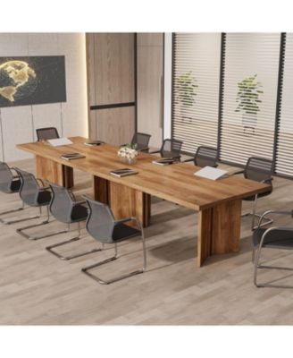 5.5FT Conference Table, 63-inch Rectangle Meeting Seminar Table, Large Wooden Business Tables for 4-6 People, Heavy Duty Pedestal