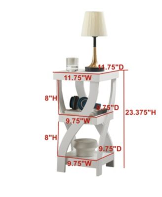 3 Tier End Table - Square End Table - Table for Bedroom - End Table with Shelves - Bedside Nightstand