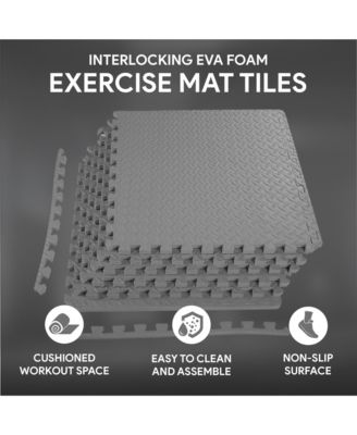 BalanceFrom Fitness 24 Sq Ft Interlocking EVA Foam Exercise Mat Tiles, Gray