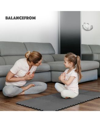 BalanceFrom Fitness 24 Sq Ft Interlocking EVA Foam Exercise Mat Tiles, Gray