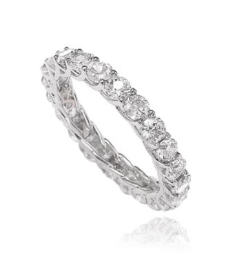 Suzy Levian White Cubic Zirconia In Sterling Silver Eternity Band