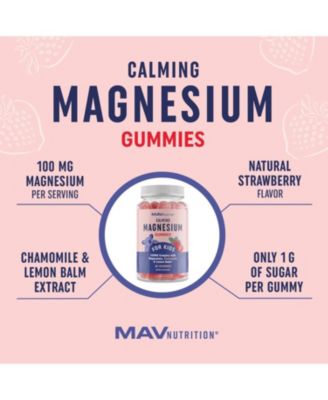 Magnesium Calming Gummies For Kids, Calming Supplement with Chamomile & Lemon Balm for Kids Sleep, MAV Nutrition, 60ct