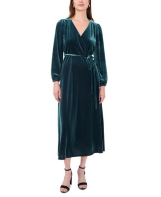 Women s Long Sleeve Stretch Velvet Dress