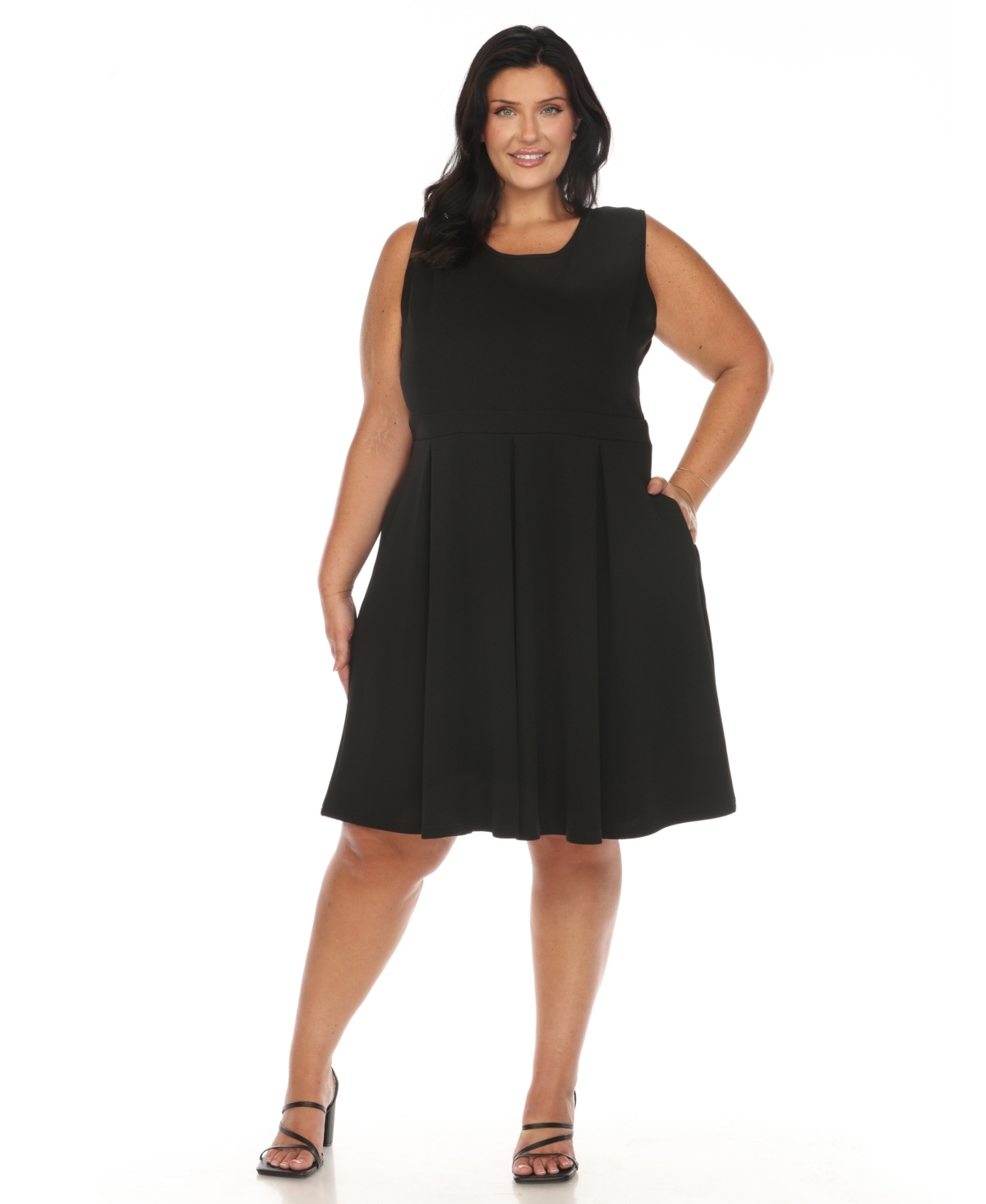 White Mark Plus Size Tweed Fit And Flare Dress In Black