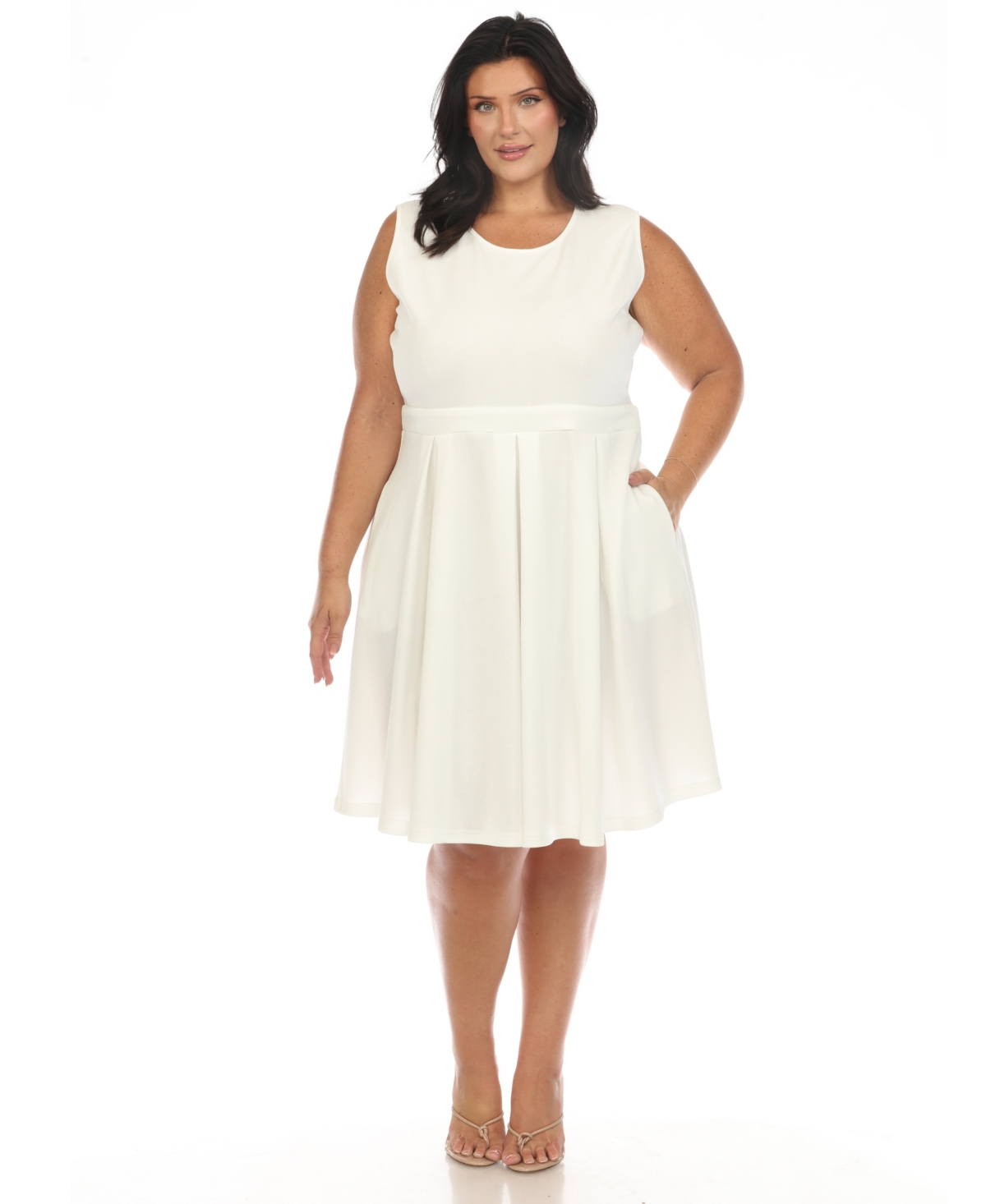 White Mark Plus Size Fit And Flare Dress In White
