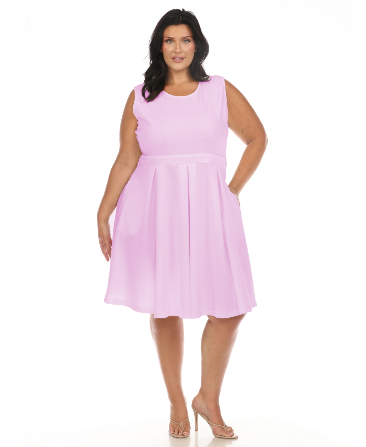 White Mark Plus Size Fit And Flare Dress In Lilac